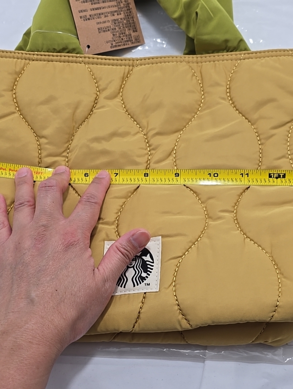 NWT Starbucks Merchandise Mustard Yellow Lunar New Year Quilted Tote Hand Bag - Picture 7 of 11